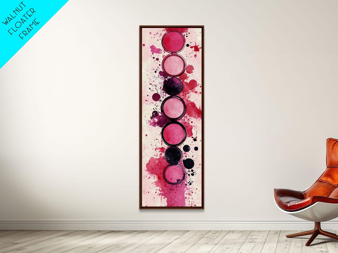 Makeup Palette Print Modern Pink Abstract Art With Splatter Design Bold Vertical Wall Art Unique Wabi Sabi Minimalist Print - Image 4