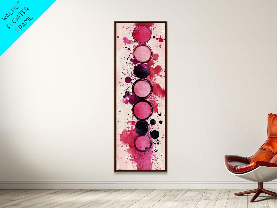 Pink Makeup Palette Watercolor Abstract Vertical Beauty Room Poster - Image 4