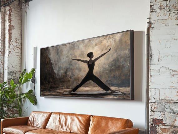 Warrior Pose Print Zen Yoga Wall Art Neutral Modern Minimalist Living Room Home Decor Therapy Art Unique Gift Idea Boho