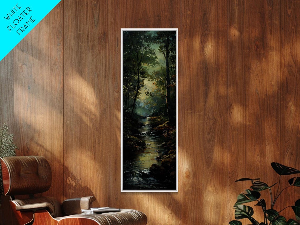 Peaceful Forest Stream Morning Light Dark Woods Water Poster - Image 2