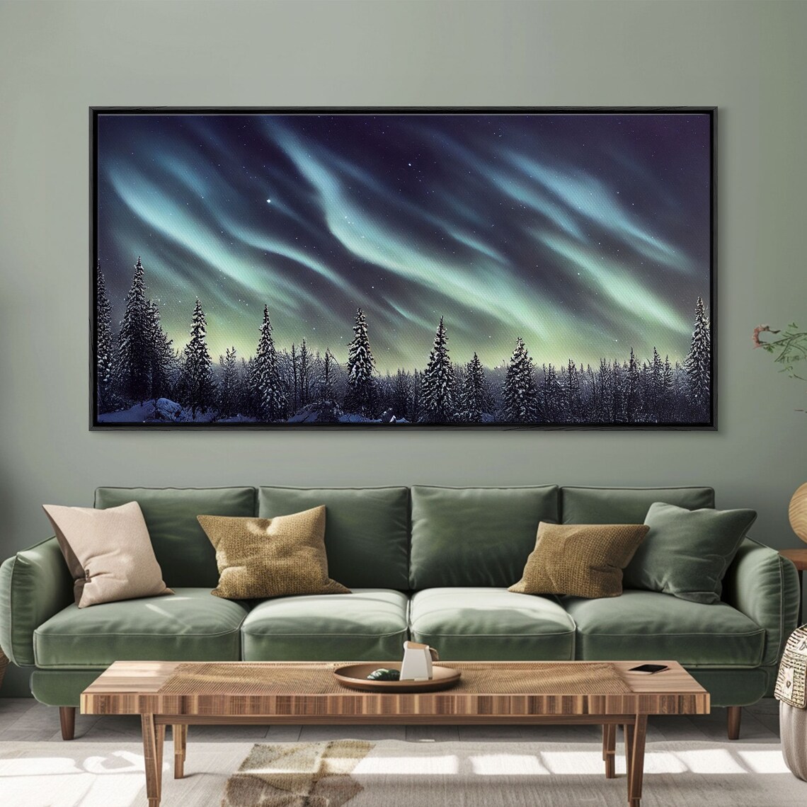 Aurora Borealis Over Snowy Forest Art Print - Image 6