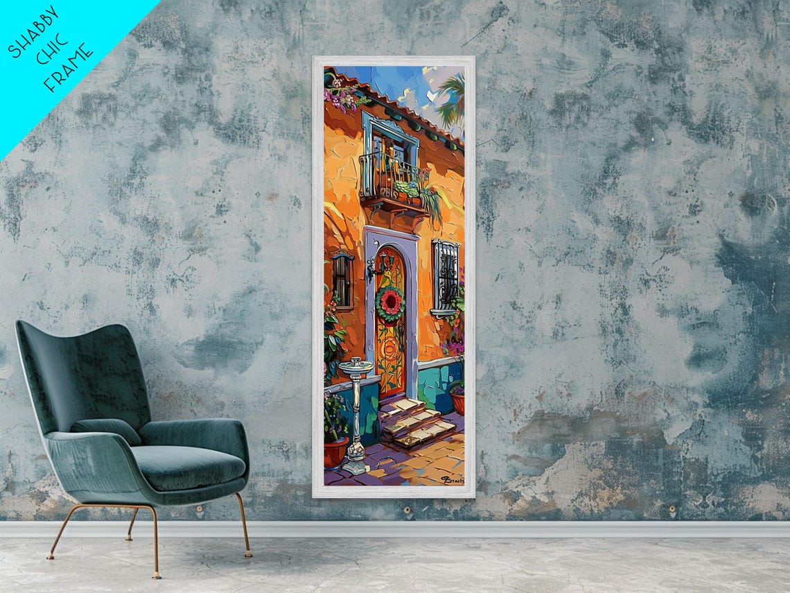 Spanish Colonial Facade Balcony Blue Door Old Town Architecture Poster - Image 4