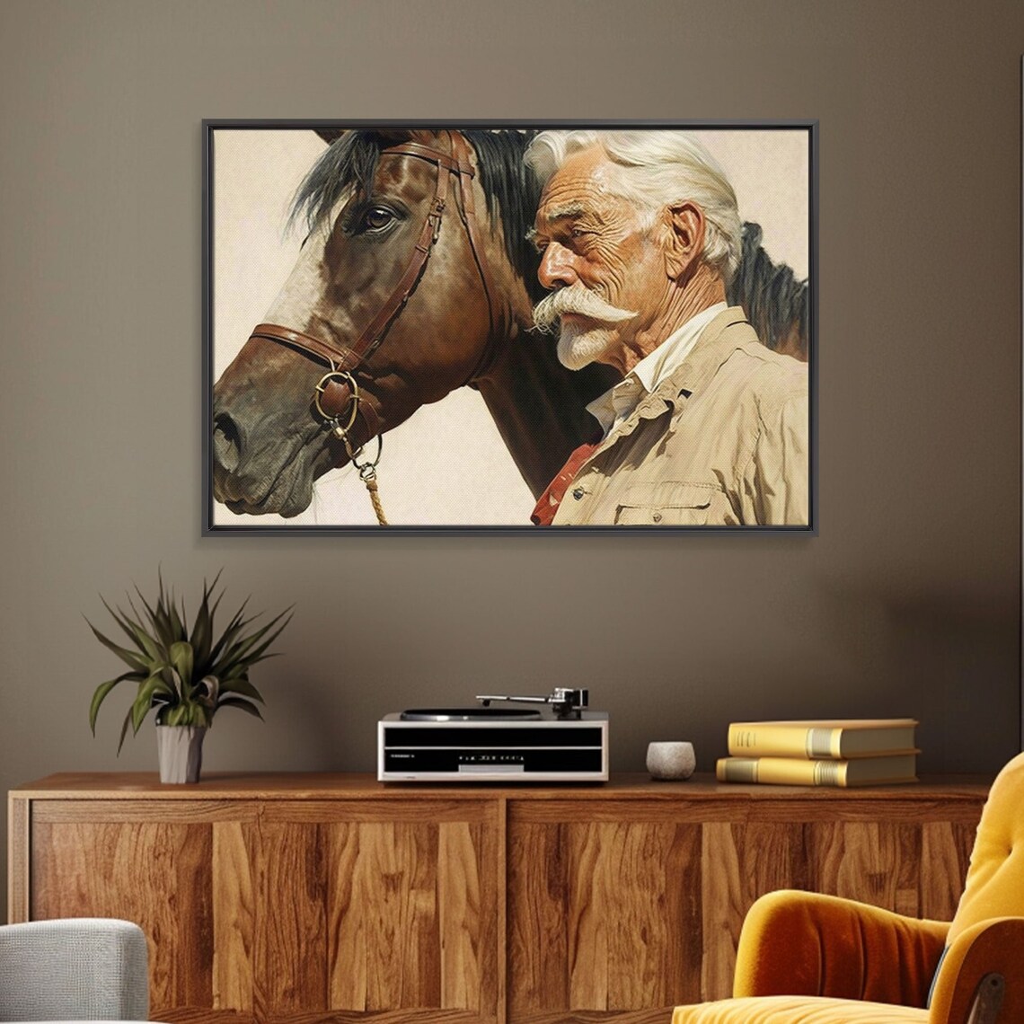 Old Cowboy and Horse Warm Portrait Rustic Western Farm Art Wall Poster - Image 6