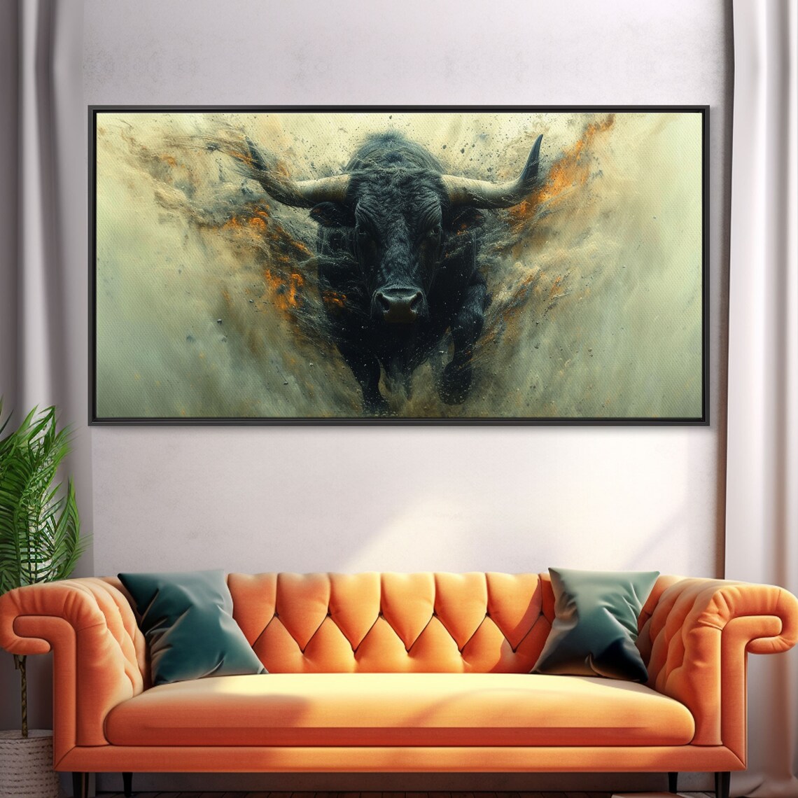 Angry Bull Western Decor Art Print, Office Wall Street - Image 5