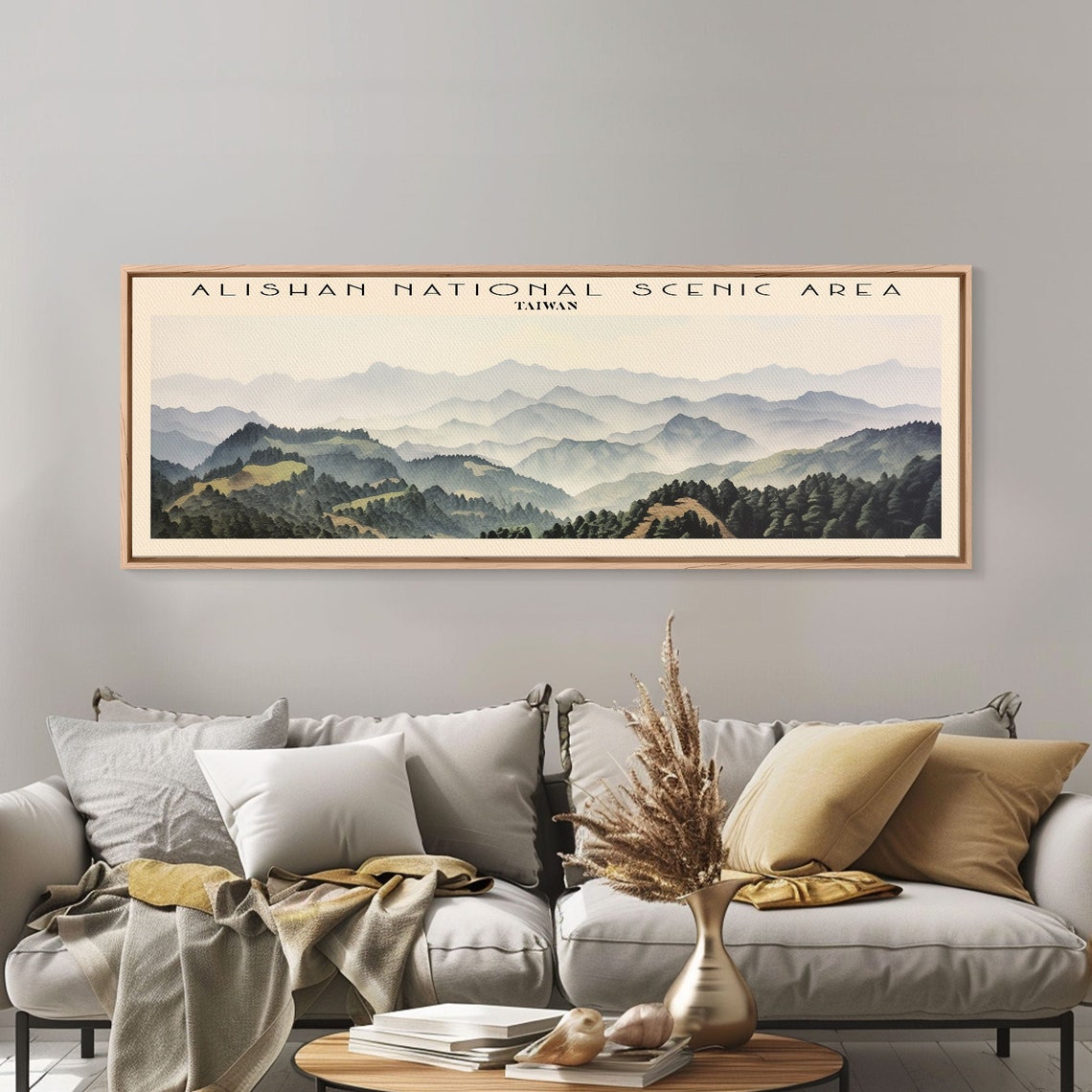 Alishan Taiwan Misty Layered Mountain Ridges Forest Panoramic Poster - Image 4