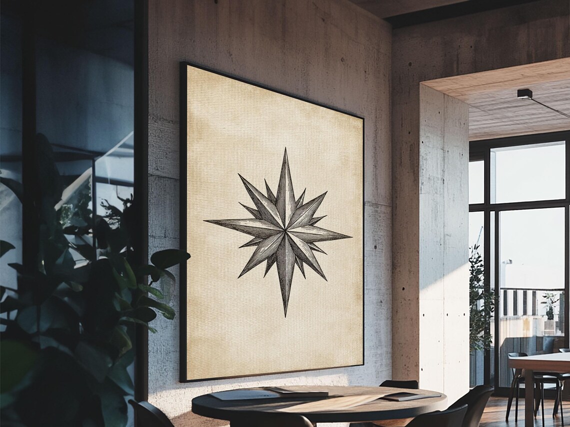 North Star Minimalist Boho Christmas Art Print