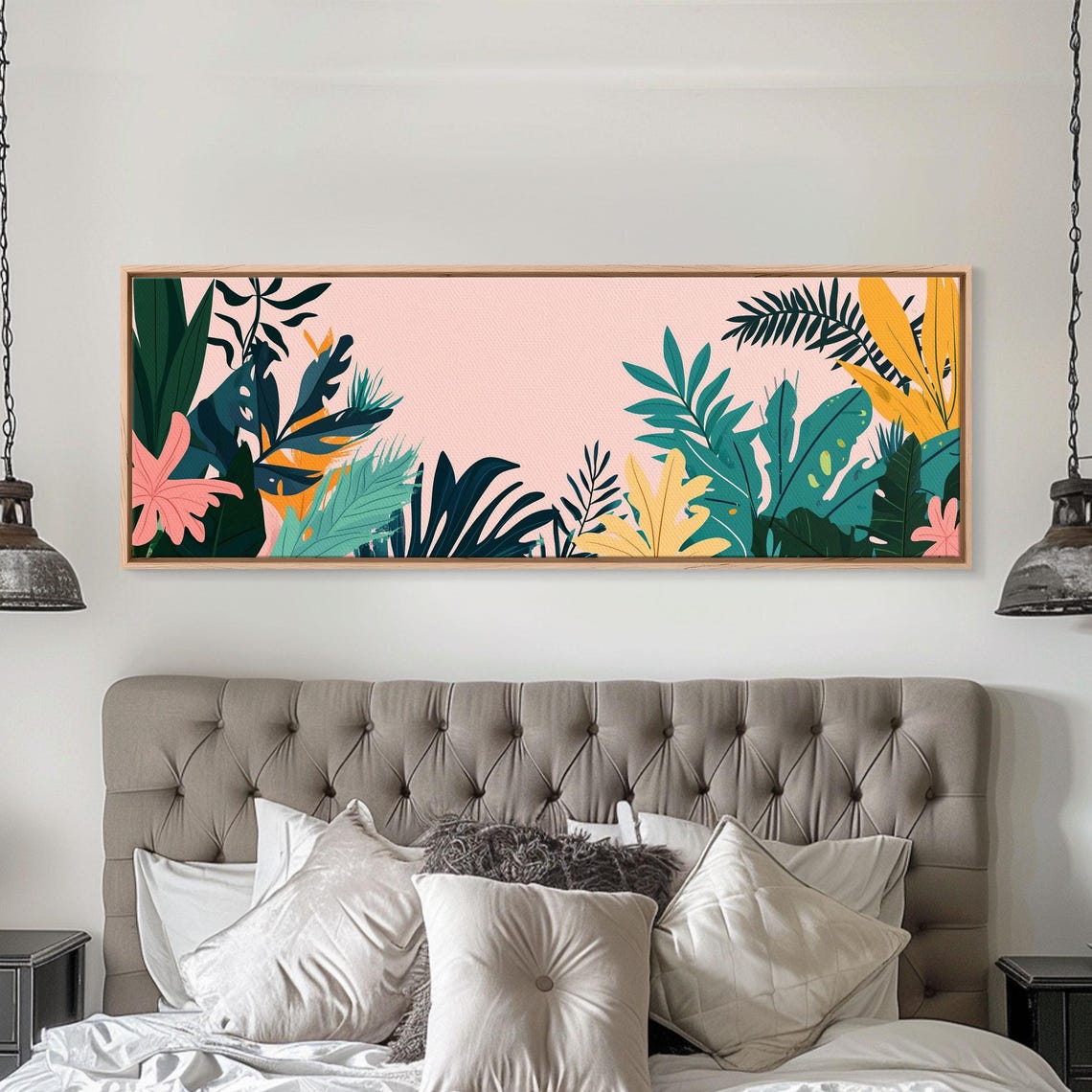 Retro Tropical Botanical Leaves Blush Pink 1950s Style Art Poster - Image 2