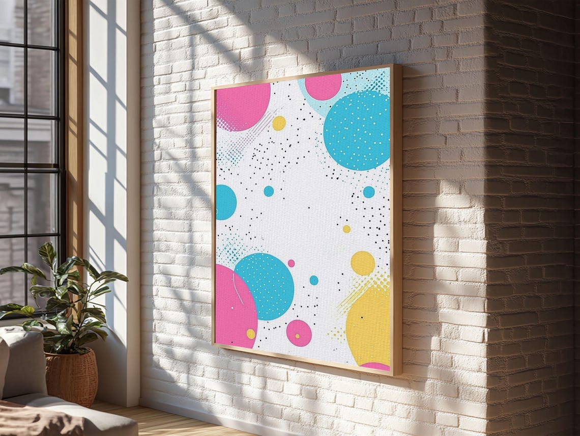 Retro 90s Memphis Style Colorful Circles Confetti Abstract Art Poster - Image 4