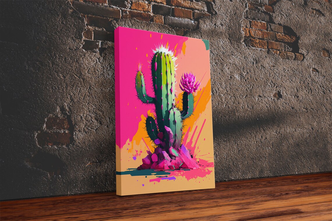 Mexico Cactus Pop Art, Synthwave Western Art Print - Image 2