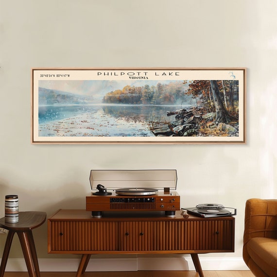 Philpott Lake Virginia Framed Print Lake House Decor Panoramic Travel Poster Scenic Wall Art Living Room Decor