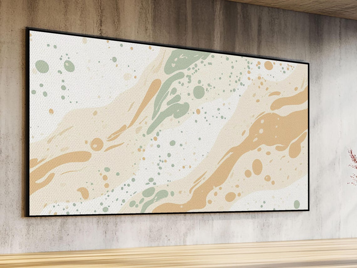 Abstract Brush Strokes Mid Century Modern Beige Sage Green White Minimal Wall Art Poster - Image 5