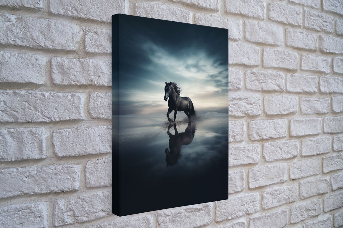 Black Stallion in the Clouds, Nature Photo Print - Image 3