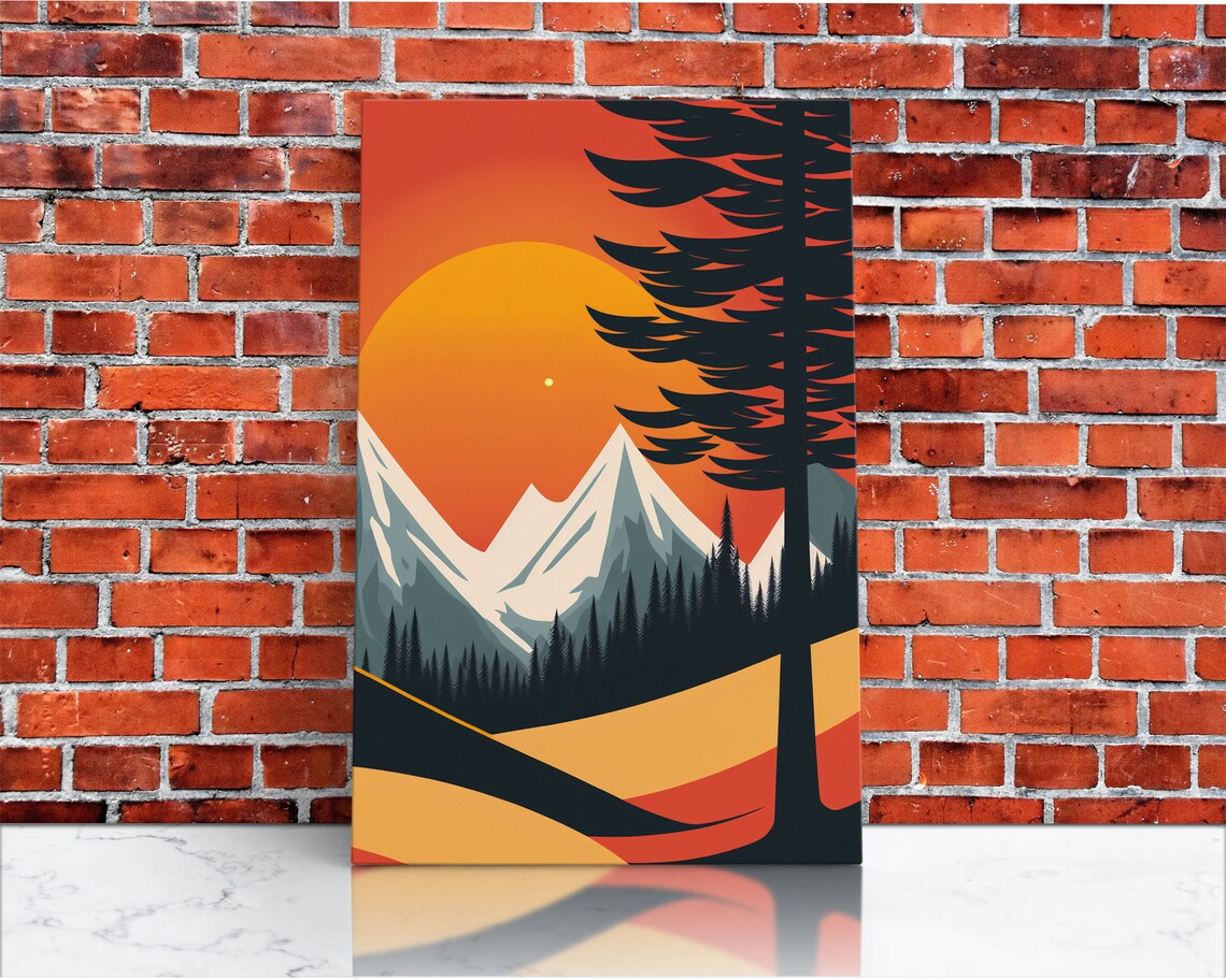 Sunset Over the Mountains, Retro Pop Art Poster - Image 3