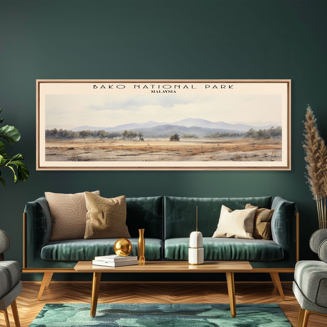 Bako National Park Malaysia Golden Grassland Morning Haze Vista Travel Poster - Image 5