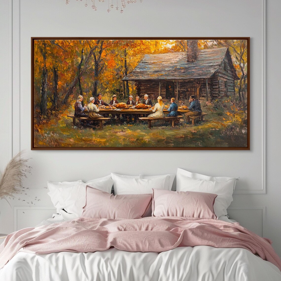 Thanksgiving Dinner With Family, Rustic Cabin Art Print - Image 2