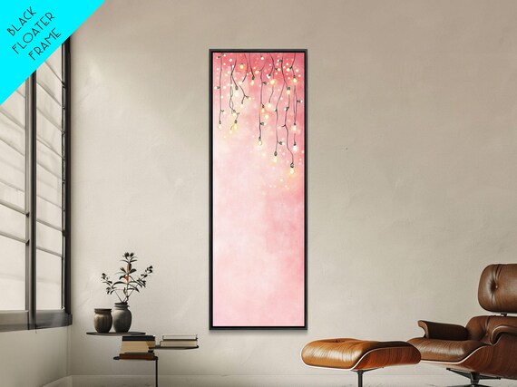 Dreamy Fairy Lights String Warm Glow Pink Watercolor Cozy Wall Poster