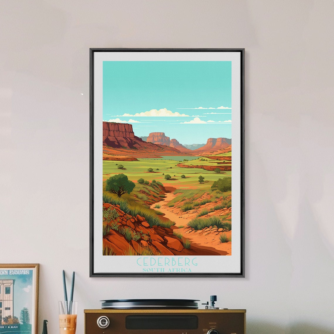 Cederberg South Africa Red Rock Cliffs Green Valley View Poster - Image 2