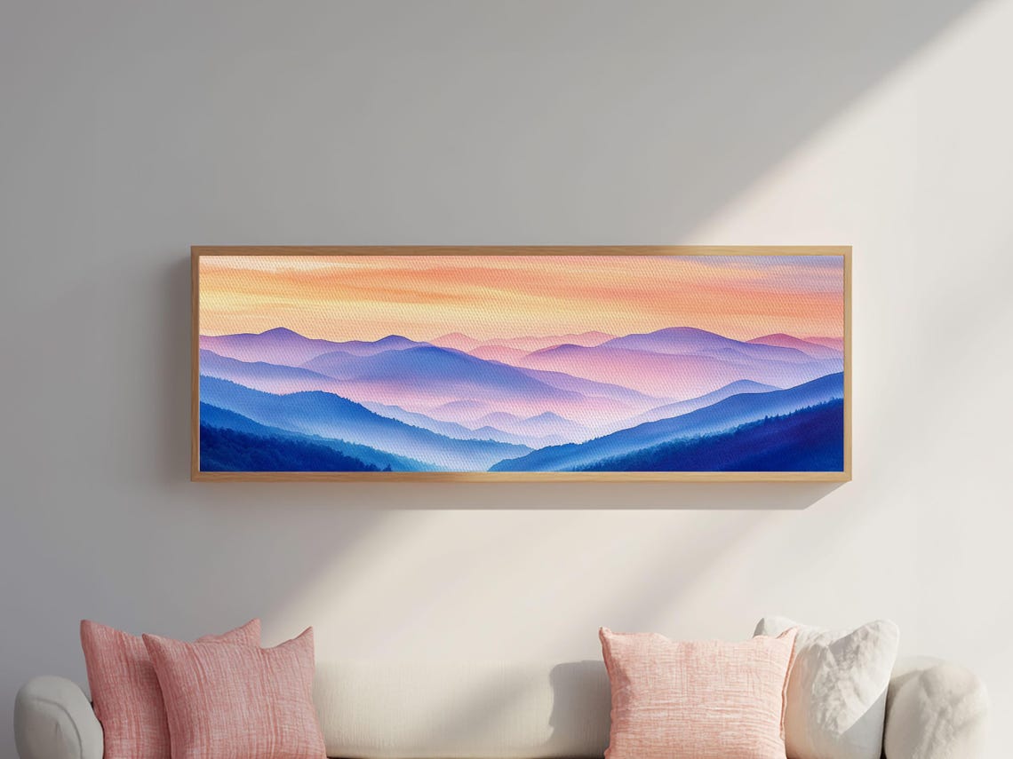 Blue Ridge Mountains Sunset Layers Panoramic Landscape Painting Poster - Image 4