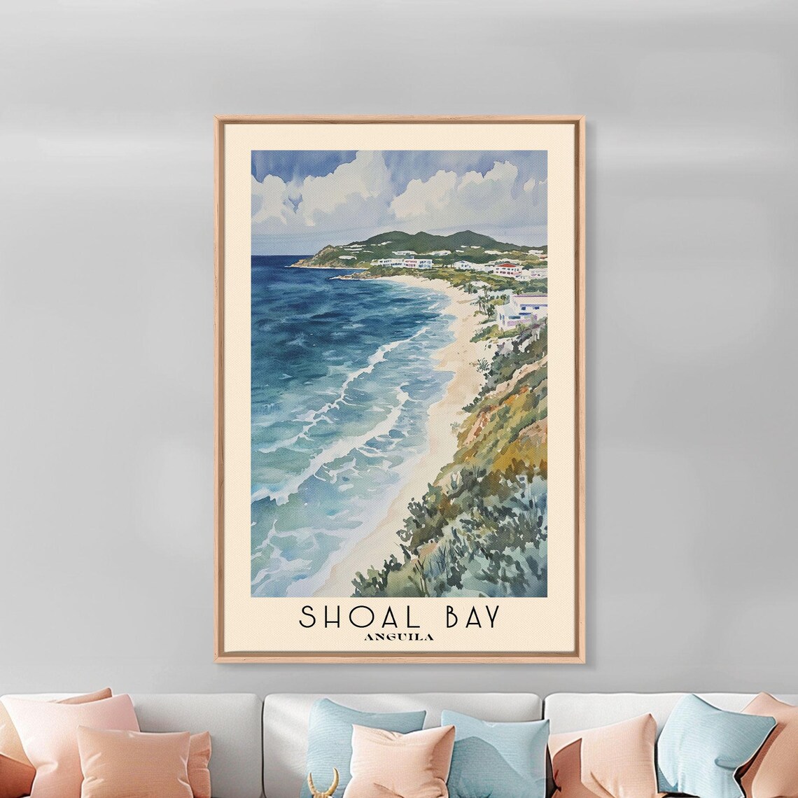 Shoal Bay Anguilla Aerial Coastline View Rolling Surf Golden Sand Poster - Image 2