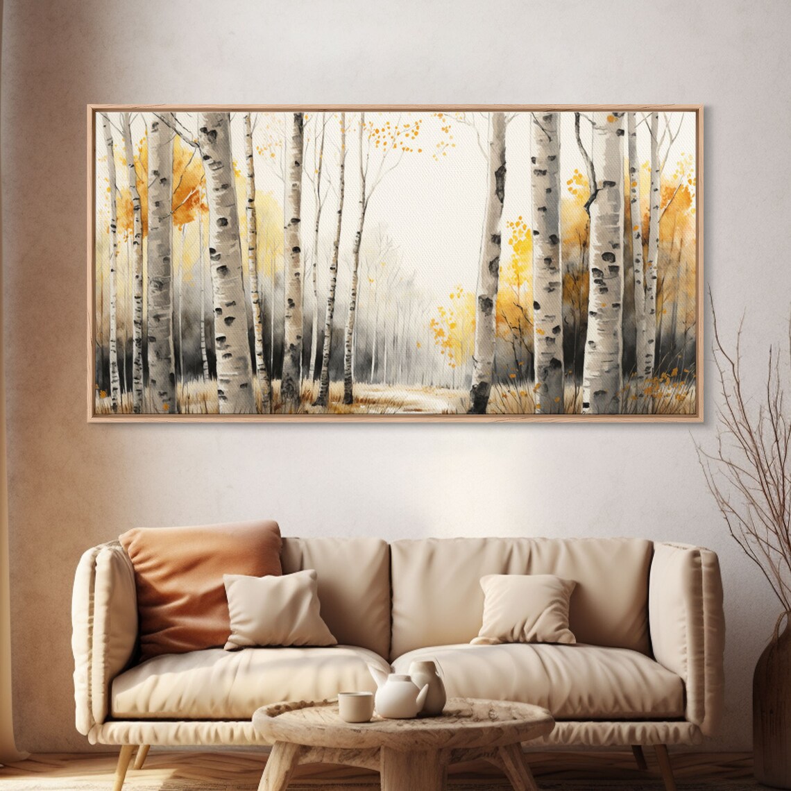 Abstract Birch Forest Fall Oil Painting Art Print - Image 4