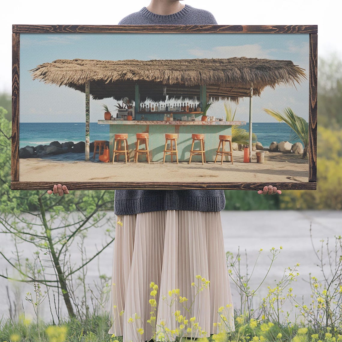 Beachside Tiki Hut Bar And Grill Framed Print Liminal Art Framed Wall Decor Beach Photography Surf Art Surf Print Nautical Decor - Image 2
