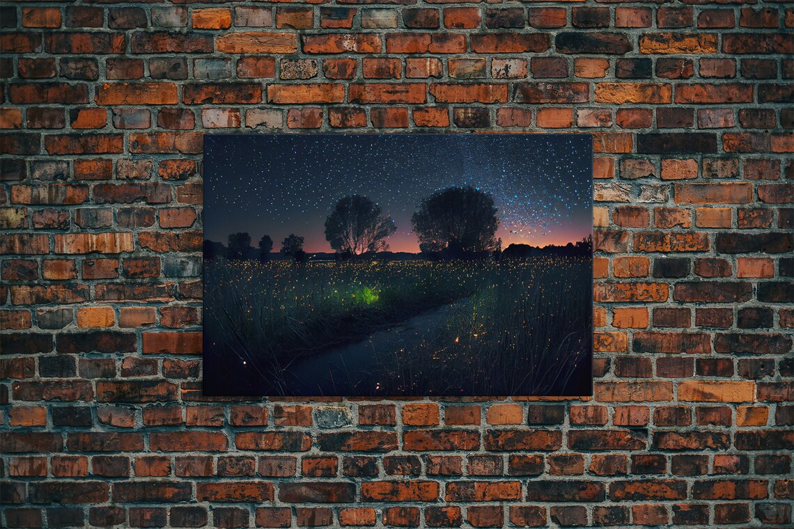 Fireflies Over Oklahoma Prairie, Starry Night Art Print
