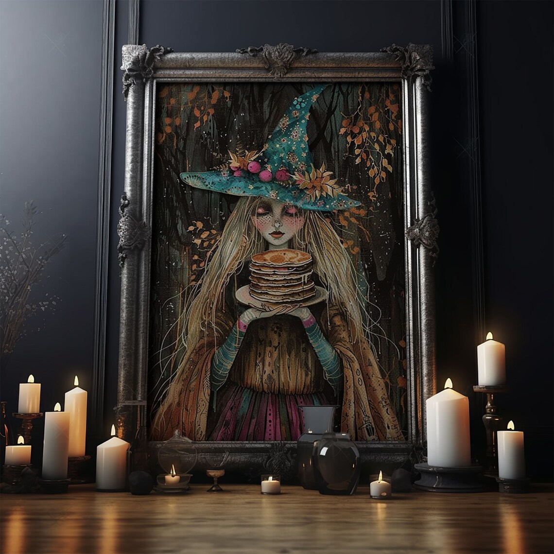 The Witch and Her Pancakes, Funny Halloween Art - Image 5