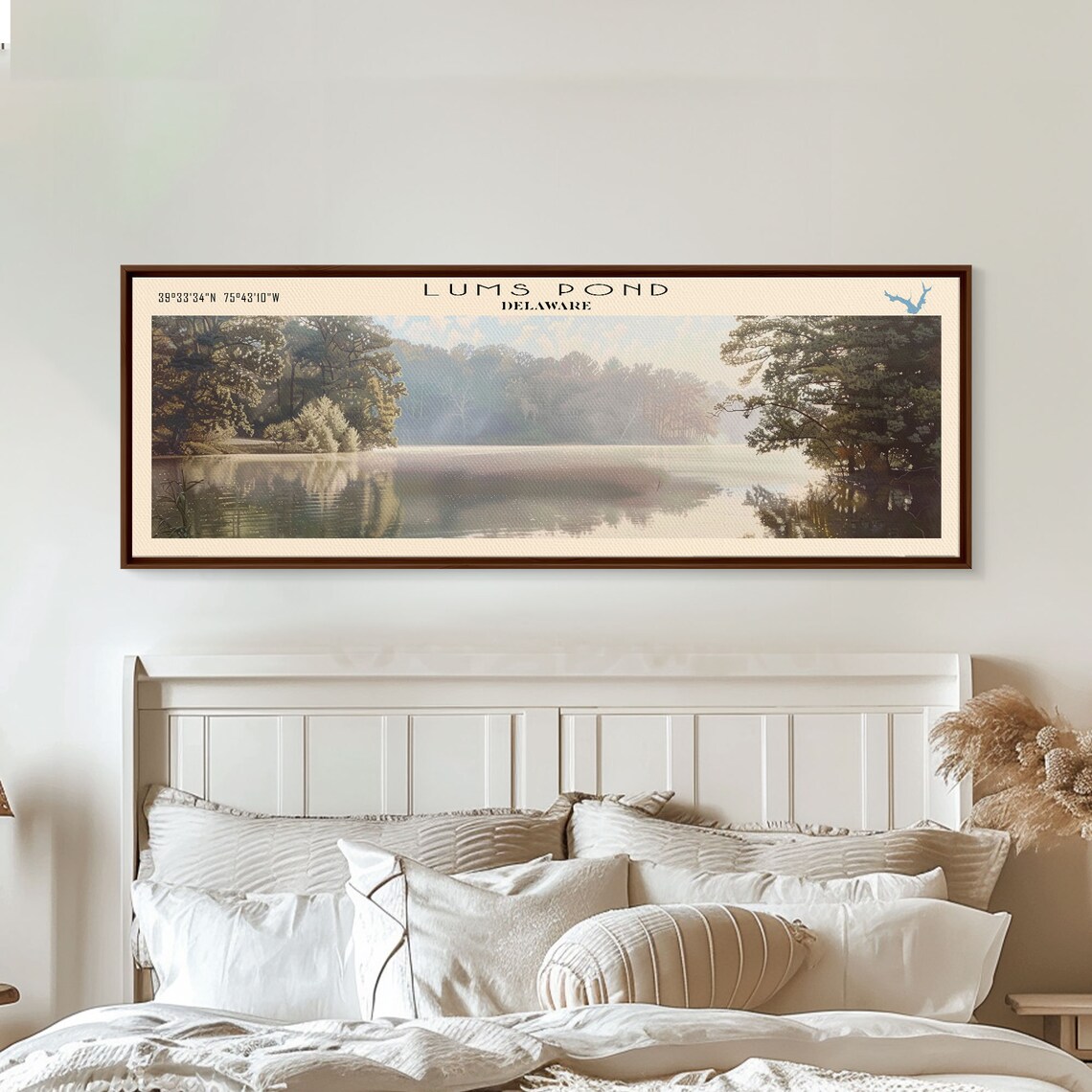 Lums Pond Delaware Misty Forest Morning Sunlight Still Pond Poster - Image 4