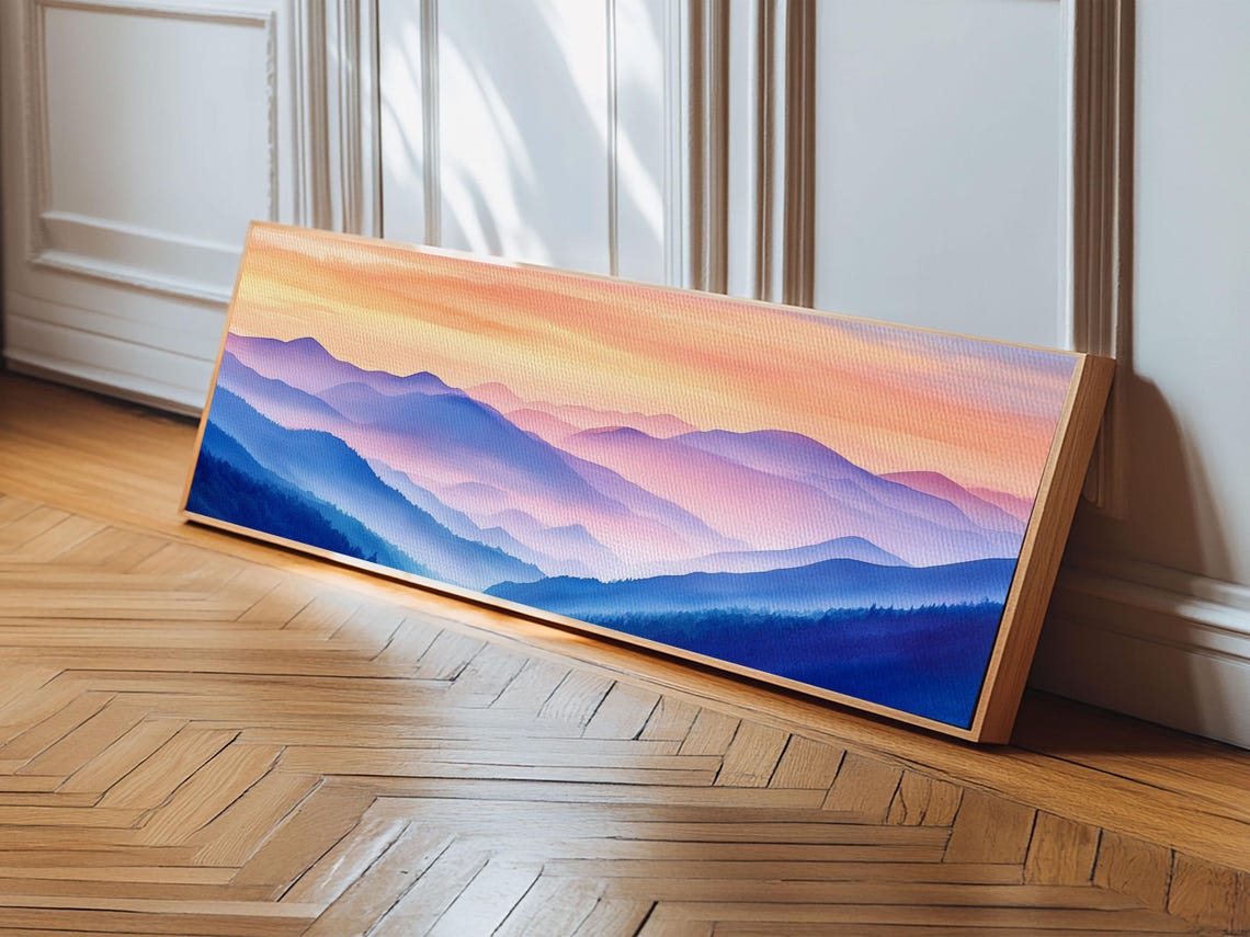 Blue Ridge Mountains Sunset Layers Panoramic Landscape Painting Poster - Image 5