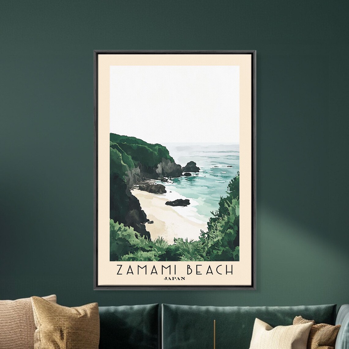 Zamami Beach Japan Lush Green Cove Rocky Cliffs White Sand Poster - Image 5