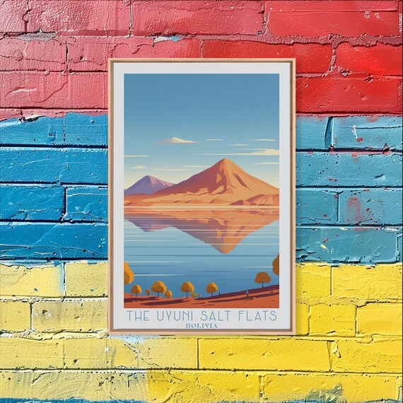 Uyuni Salt Flats Bolivia Art Framed Print Travel Poster Original Wall Art Home Decor Gift For Travel Lover Wall Hanging
