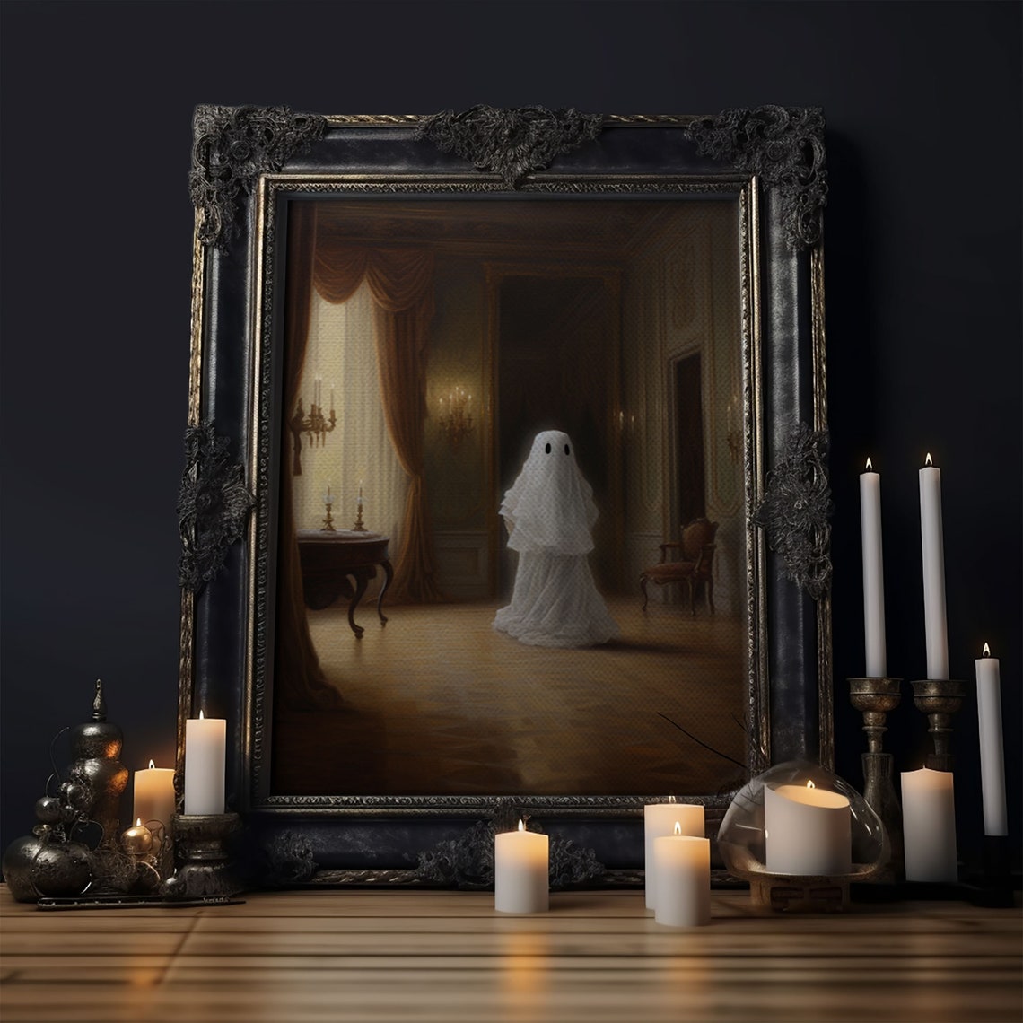 Victorian Ghost Haunting Elegant Ballroom Spooky Halloween Art Poster - Image 5