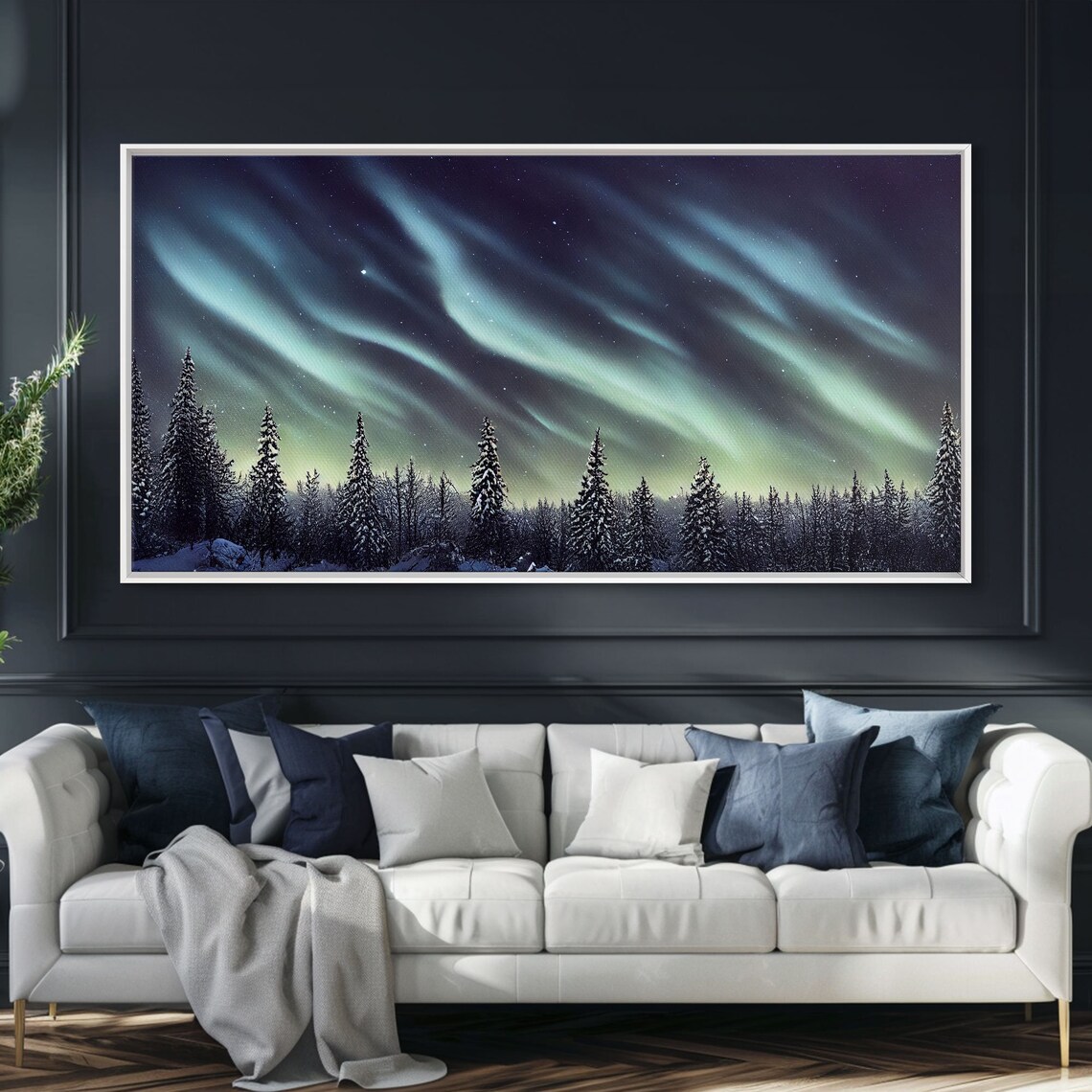 Aurora Borealis Over Snowy Forest Art Print - Image 4