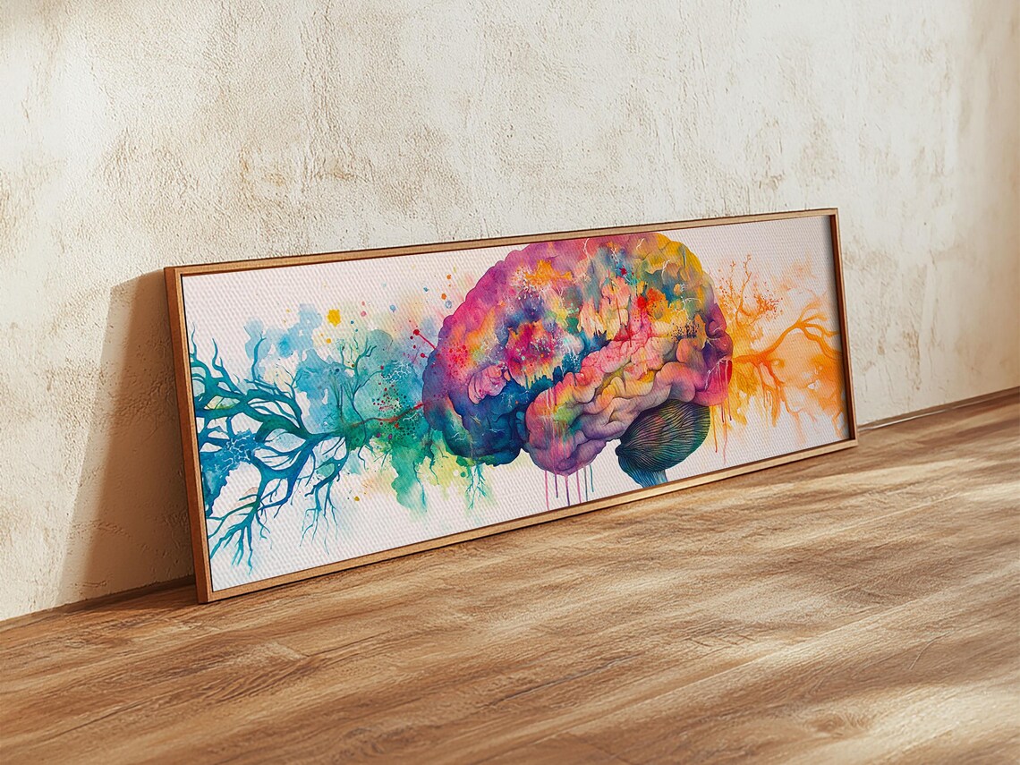Colorful Brain Framed Print Science Art Therapy Art Modern Art Above Sofa Living Room Wall Decor Thoughtful Gift For Her - Image 5