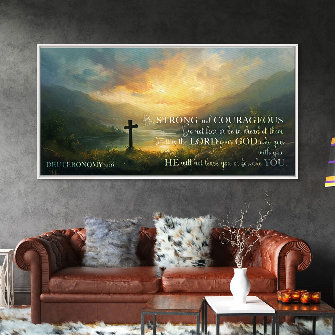 Deuteronomy 3:16 Be Strong and Courageous Verse Art Print - Image 5