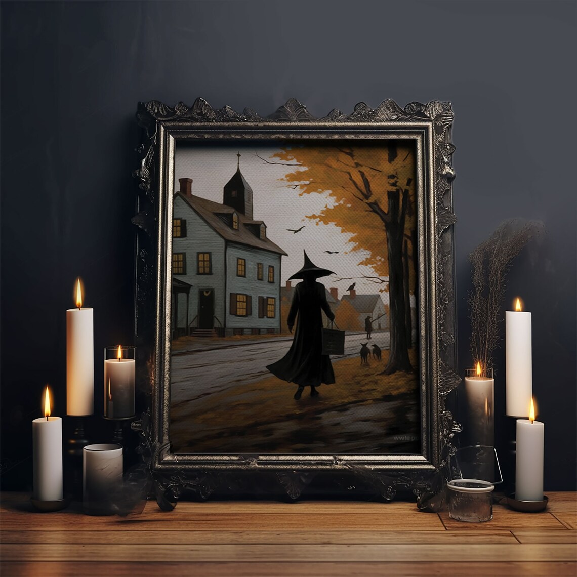 Salem Witch With Black Cats, Vintage Halloween Art Print - Image 5
