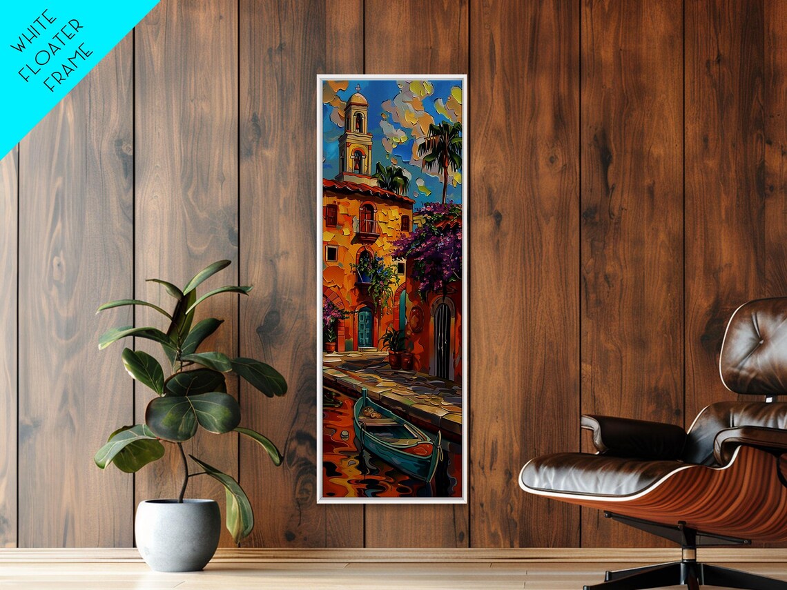Venetian Canal Gondola Bell Tower Old Town Impasto Painting Poster - Image 4