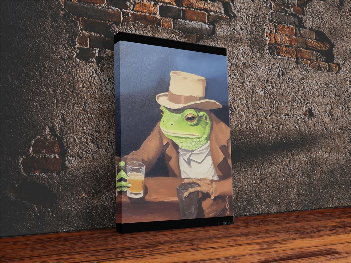 Sad Cowboy Frog Havin A Beer Funny Western Humor Animal Art Poster - Image 6