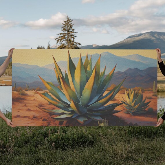 Southwestern Wall Art Agave Desert Ready To Hang Large Print Oil Painting Landscape Wall Art Desert Decor