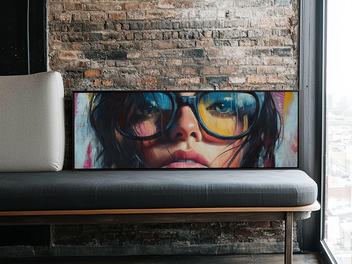 Pop Art Woman Sunglasses Portrait Panoramic Colorful Bold Modern Art Poster - Image 6