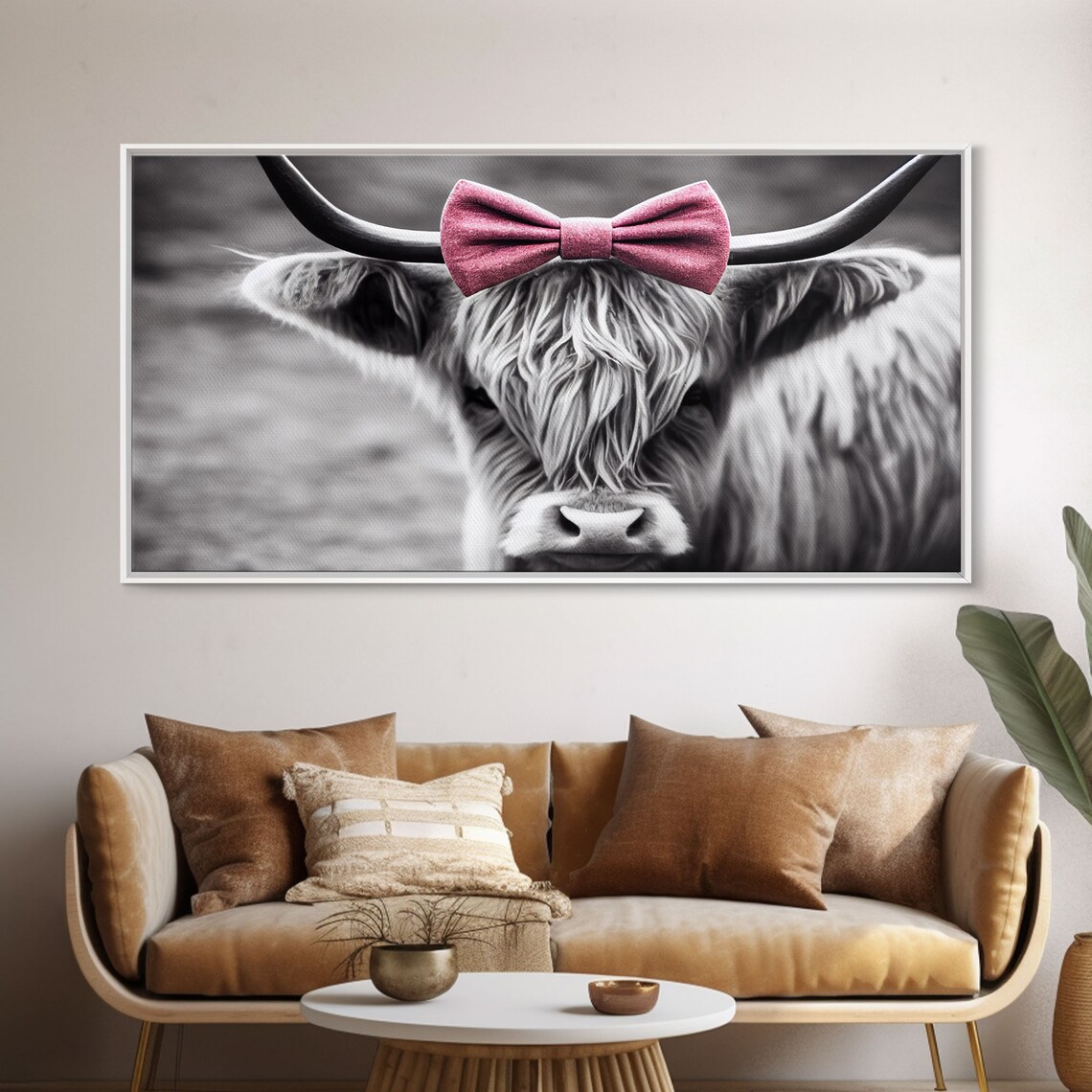 Highland Cattle Black & White Art Print, Rustic Cow - Image 5