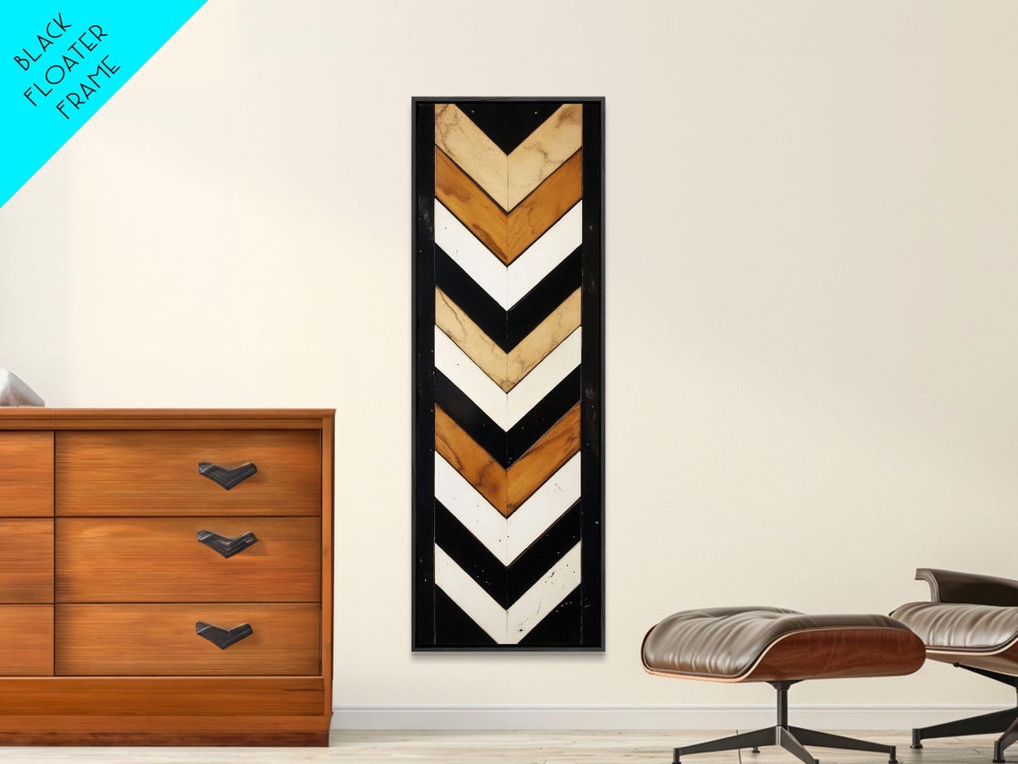 Retro Chevron Wood Pattern Mid Century Modern Geometric Art Poster - Image 3