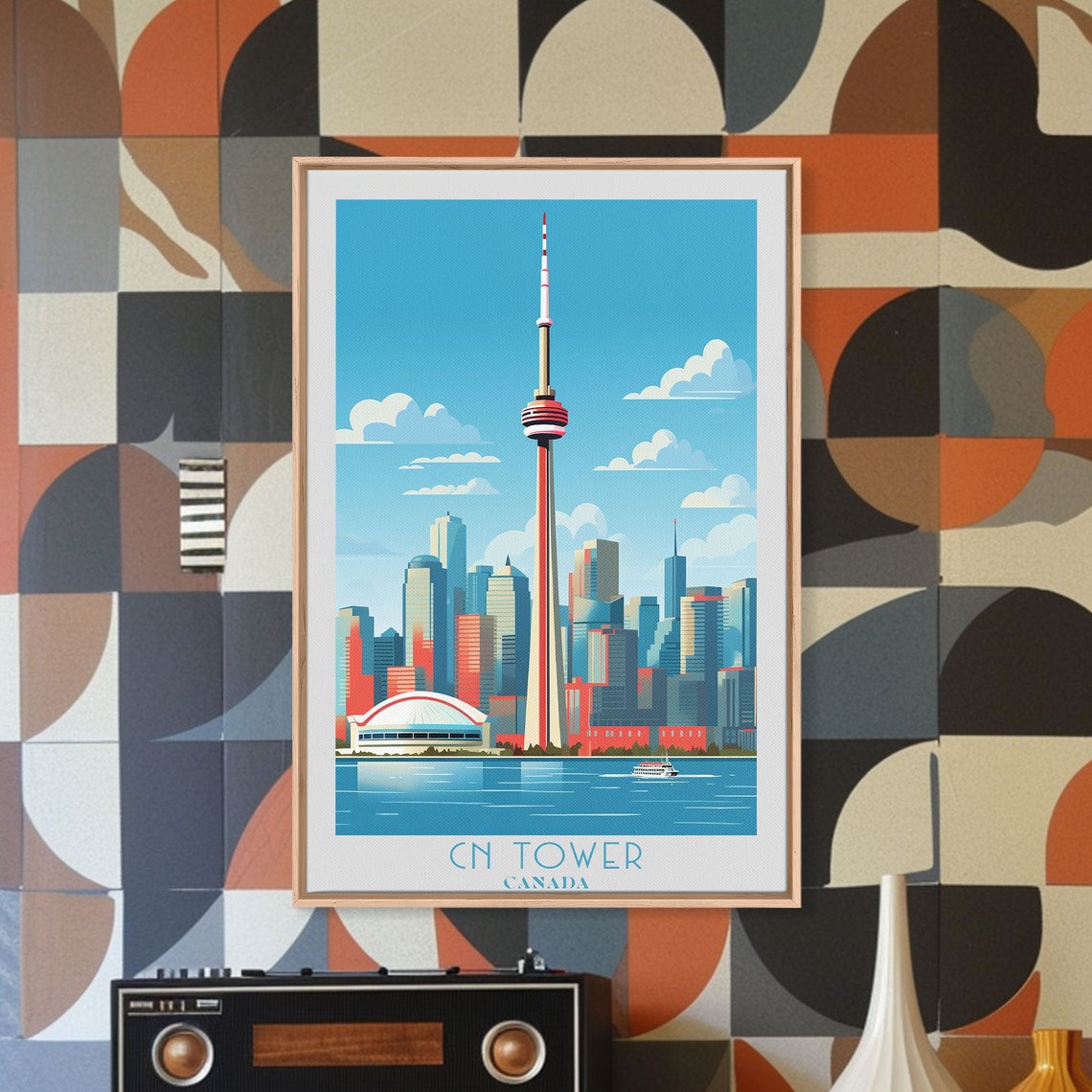 CN Tower Toronto Canada City Skyline Waterfront Blue Sky Travel Poster