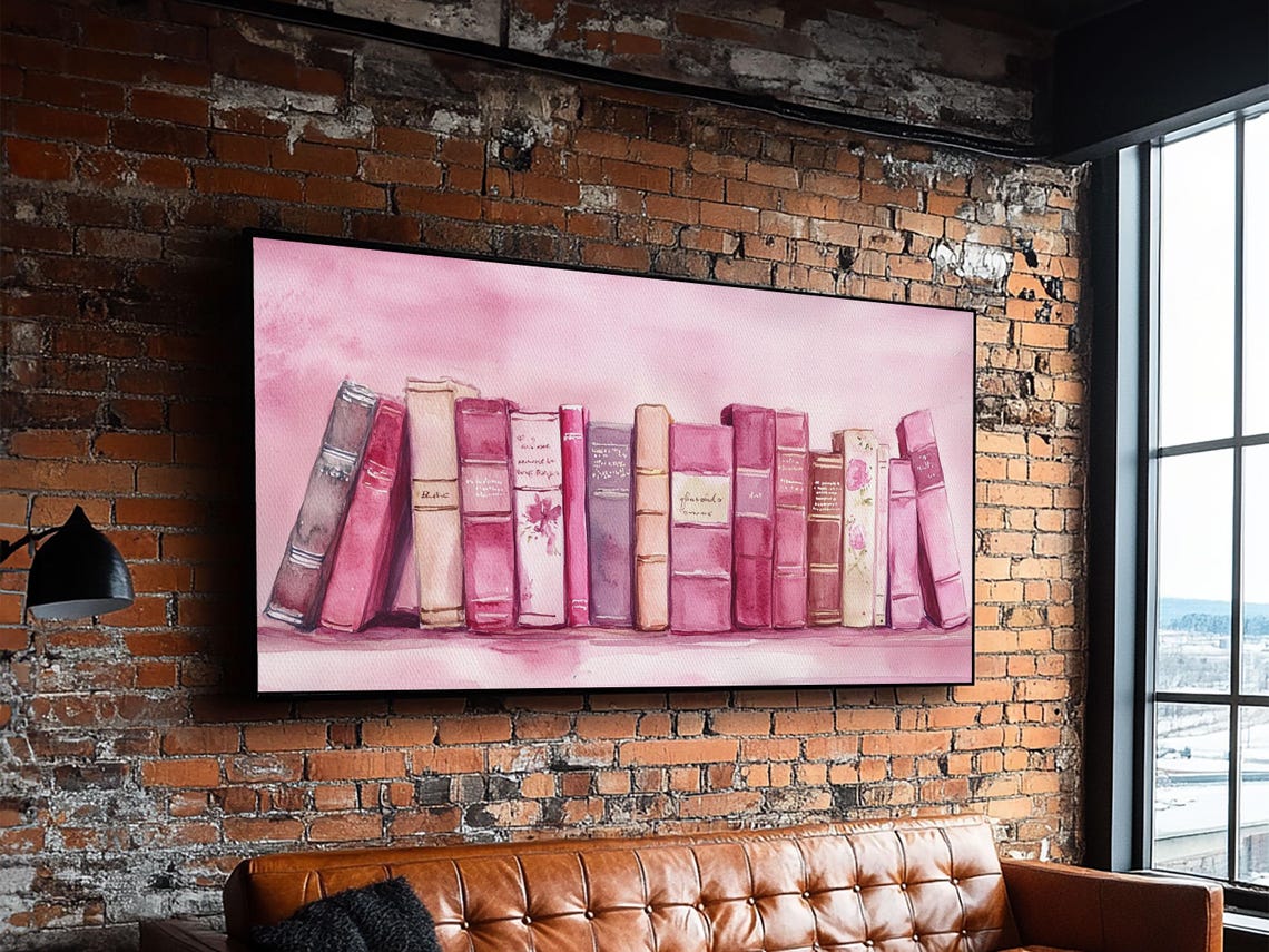 Book Art Print Light Pink Wall Art Cottagecore Library Decor Literary Lovers Gift Idea Rustic Bedroom Accent Elegant Design - Image 2