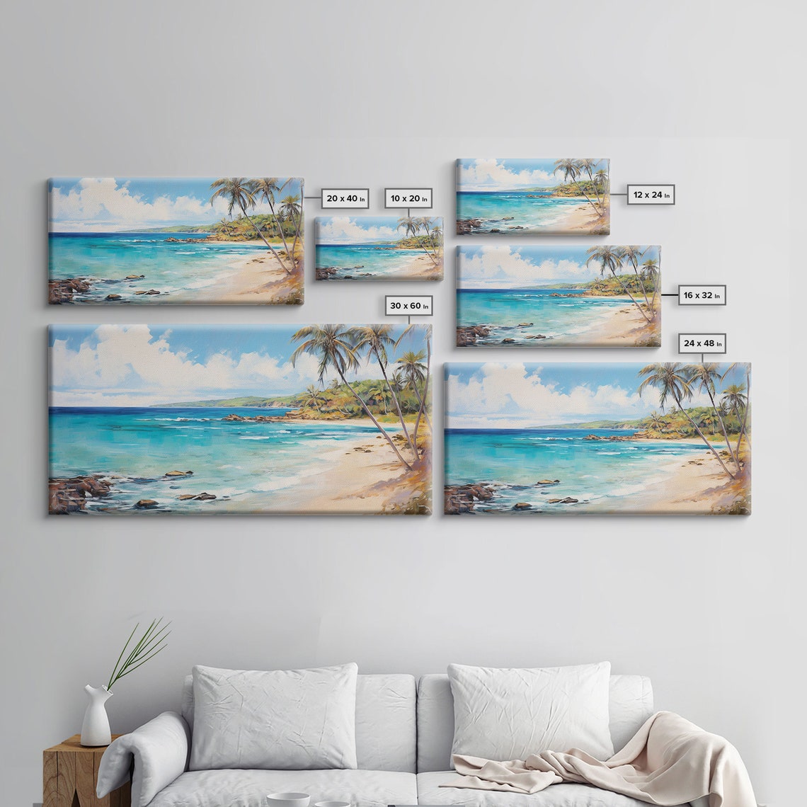 Palm Tree Beach Print Beach Art Framed Art Original Beach Painting Palm Tree Poster Landscape Painting Tropical Decor - Image 2