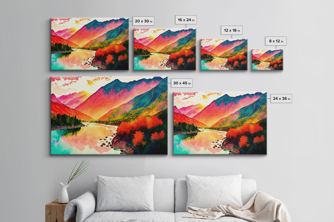 Watercolor Landscape Rainbow Landscape Art Print - Image 2