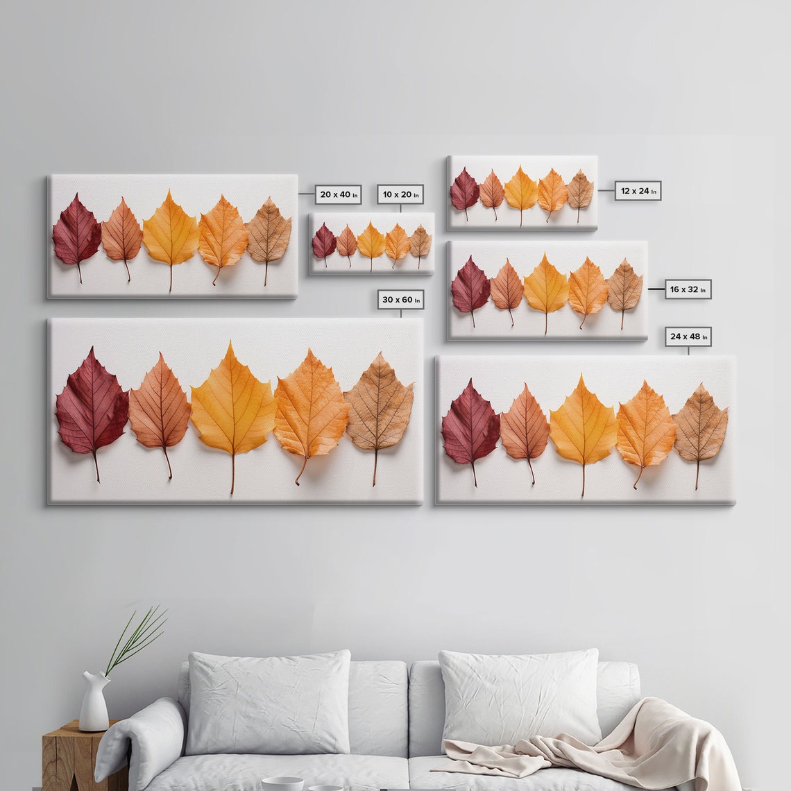 Five Autumn Leaves Color Gradient Minimalist Botanical Poster - Image 2