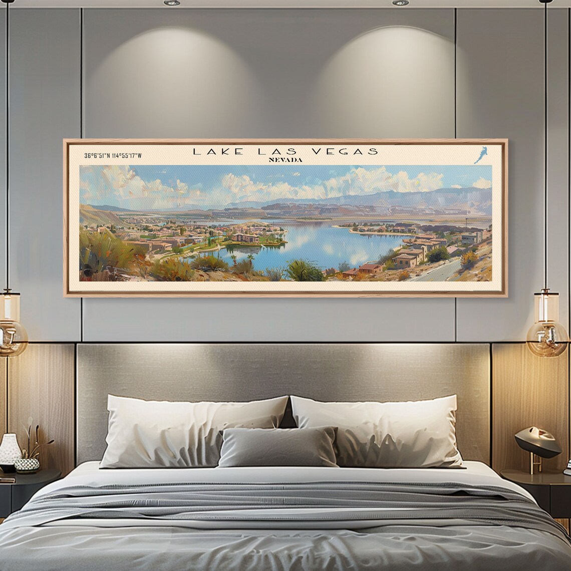 Lake Las Vegas Nevada Desert Mountain Marina Blue Water Travel Poster - Image 3