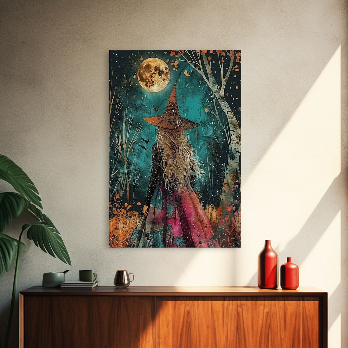 Wild Flower Springtime Witch, Boho Halloween Art - Image 4