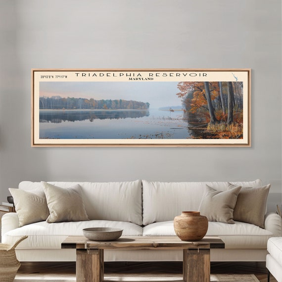Triadelphia Reservoir Maryland Panoramic Wall Art Framed Print Lake House Decor Travel Poster Beautiful Lake Scene Bedroom Decor